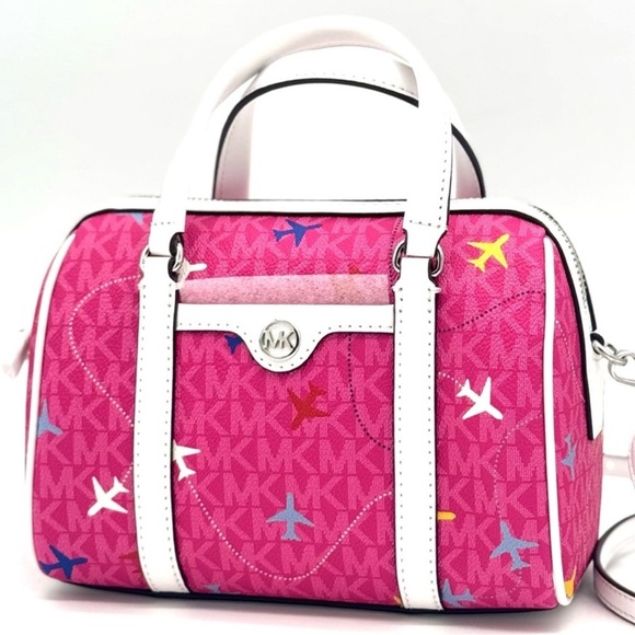Michael Kors Small Travel Duffle Xbody Bag DragonFruit - Picture 1 of 10